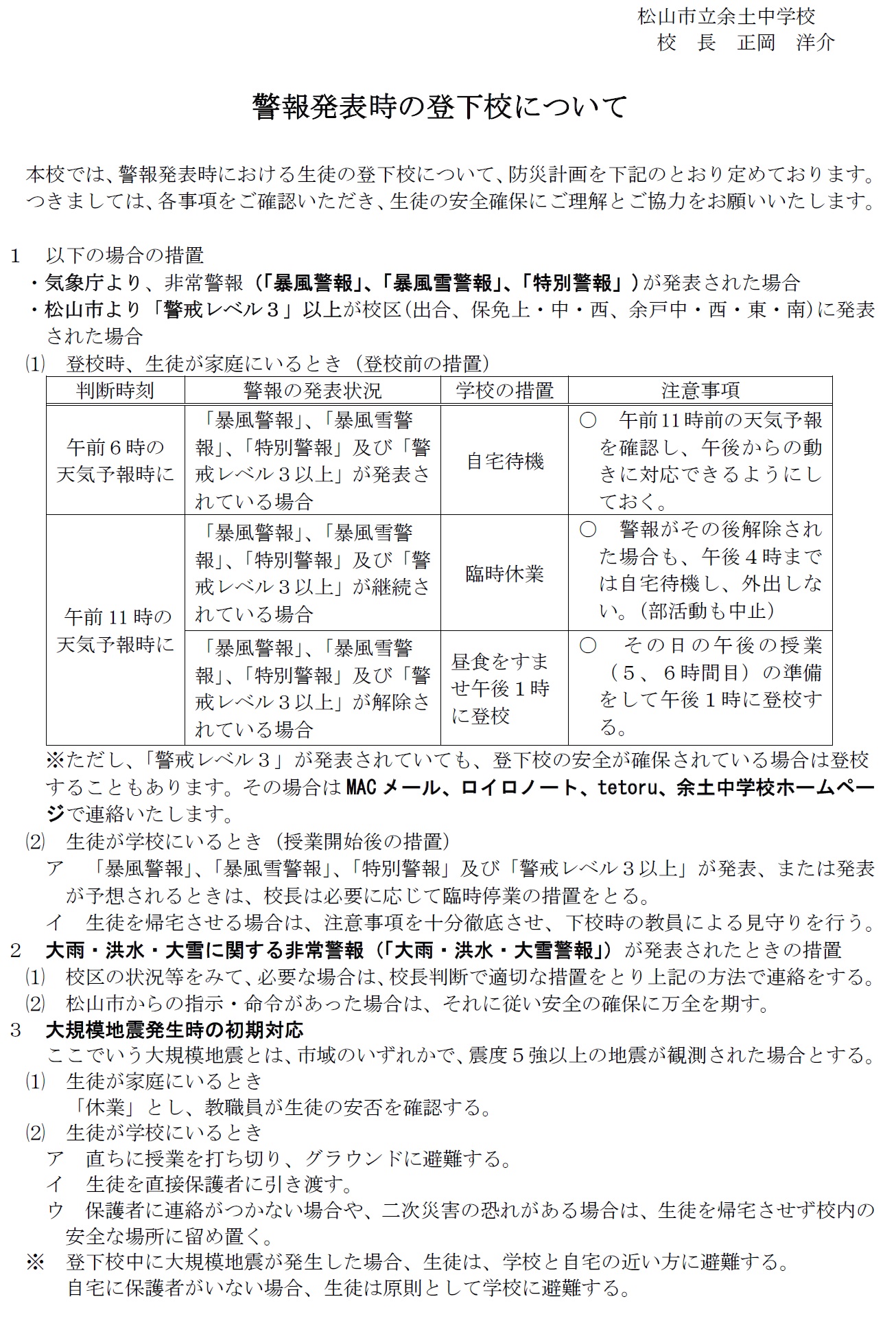 警報改