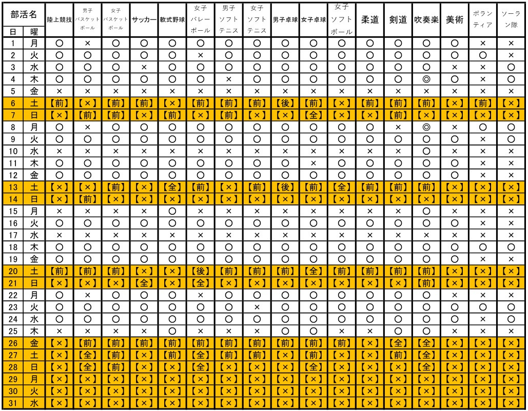 １２月部活動計画